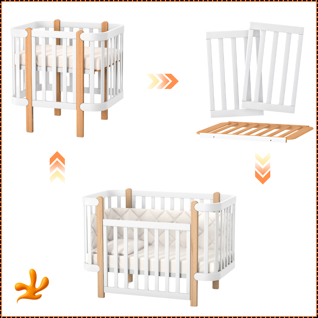 Sada pro přeměnu postýlky Zukko Gekko Kids na mini postýlku o rozměrech 80×60 cm. Bíla